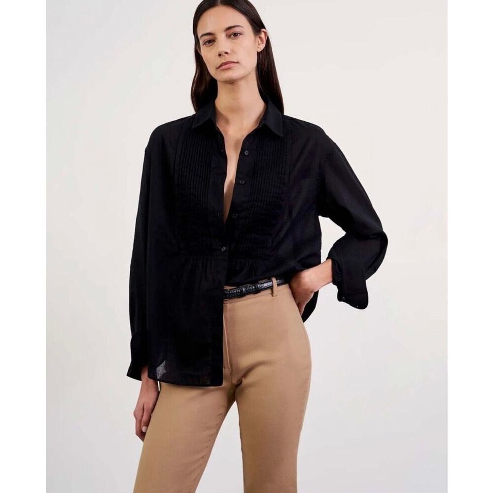 Nili Lotan Daniel Voile Tuxedo Shirt -L